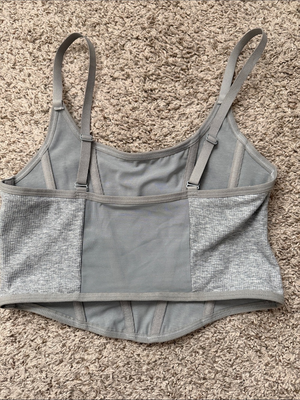 Colsie Gray Ribbed Corset Crop Top - Picture 7 of 7